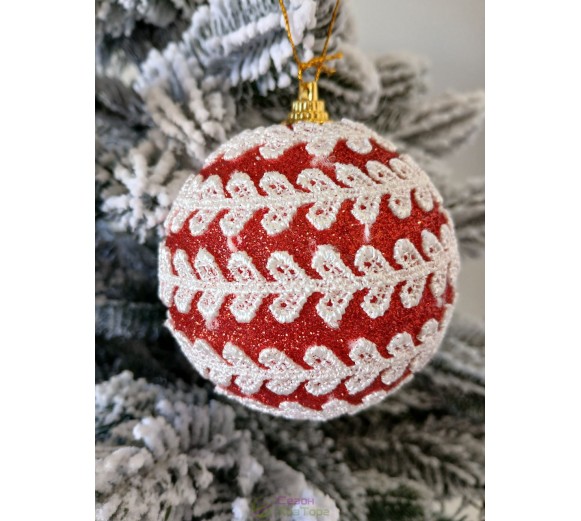 Новорічні кулі червоні зі спіральним візерунком Ø80мм, ціна за набір 3 шт (SH221)